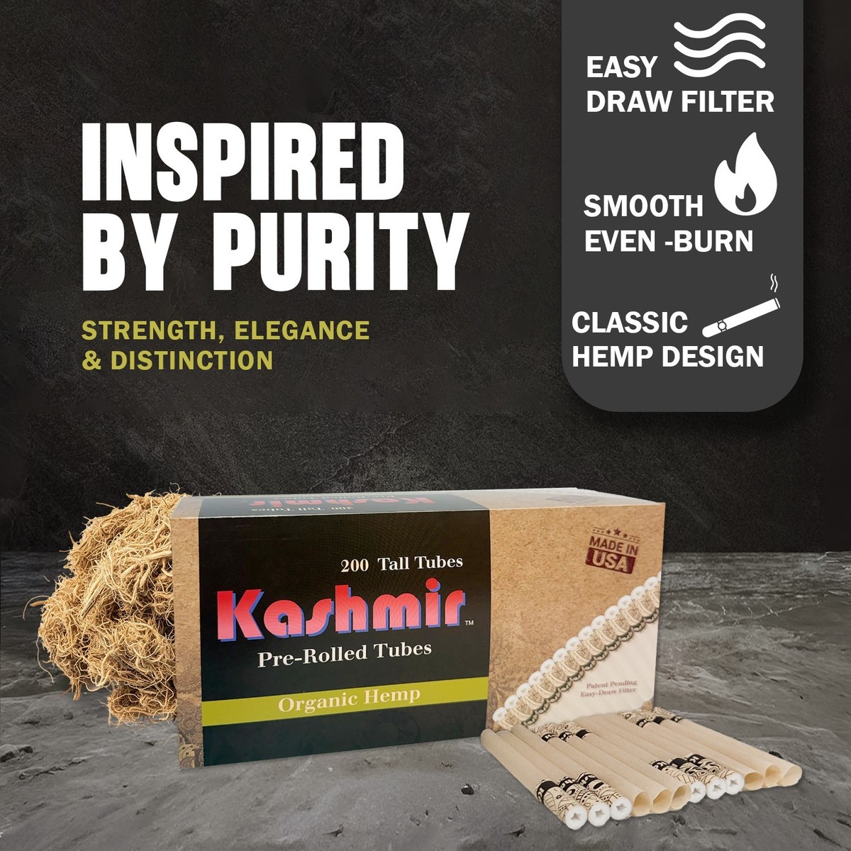 Kashmir Organic HMP Cigarette Tubes Tall 100mm Size 200 x 2 CT=400 Filter  Tubes