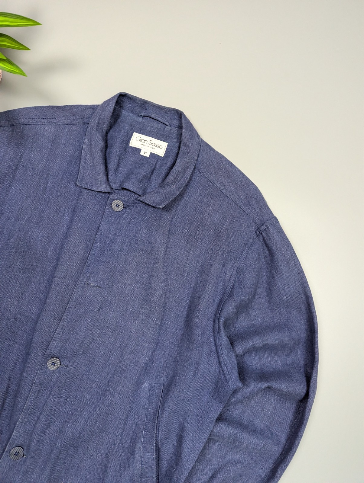 Gran Sasso Vintage Rare 70s Linen Bomber Jacket Boxy Fit Faded Blue Italy L/XL image 3