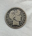 1897-O Barber Half Dollar 50C Semi Key Date New Orleans Mint 90% Silver Coin