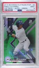 2019 Bowman Platinum Green Foil /99 Pablo Olivares #TOP-38 PSA 9 MINT Auto 8d2