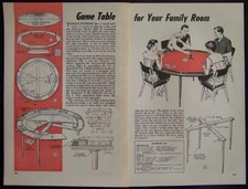 Round CARD & GAME TABLE 1958 How-To build PLANS Poker