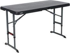 LIFETIME 4-Foot Commercial Adjustable Folding Table, Black