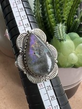 Natural Purple Labradorite Gemstone Ring, 925 Sterling Silver, Size 10