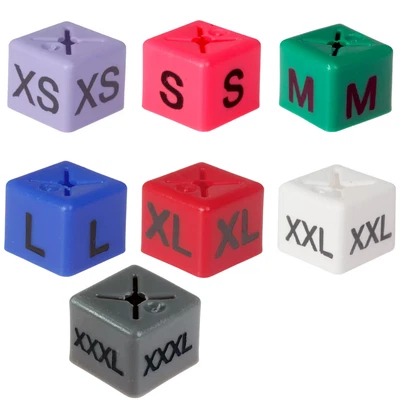SHOPLINES SUPPLIES LIMITED 50x Garment Hanger Size Cubes XS–XXXL | Clothing Rack Markers Multicolour