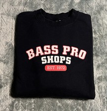 Vtg Mid 2000  s Bass Pro Shops Black Crewneck Pullover Sweatshirt w/Logo Sz XL