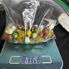 vintage marbles lot Roughly 12 Oz. Various Sizes, Styles And Colors. Look Wow 