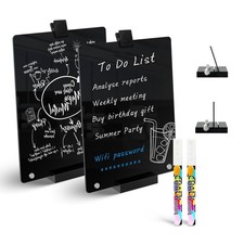 2 Pack Acrylic Black Dry Erase Board with Stand - 12"x 8" 12"W x 8"H 2 Pack 