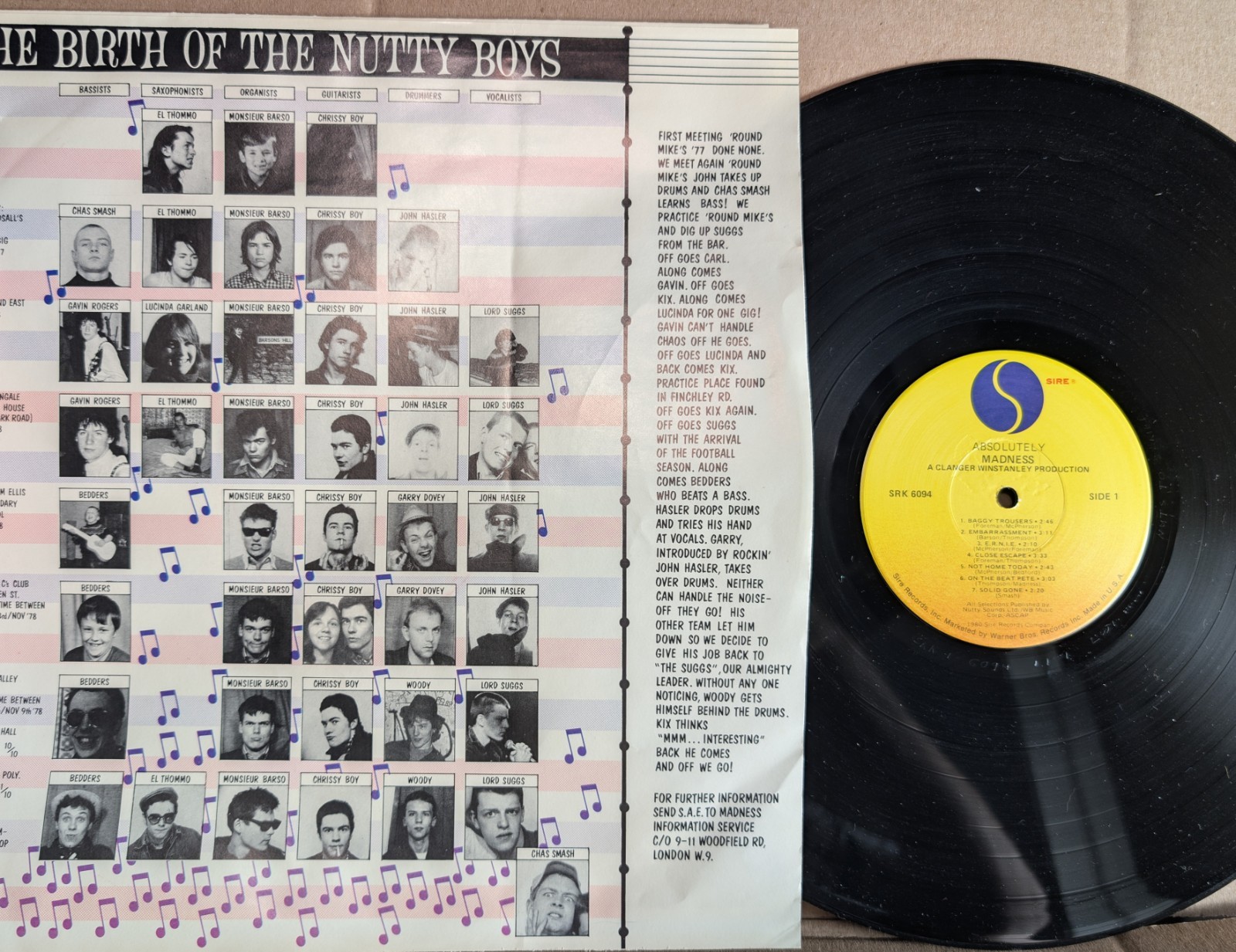 MADNESS ~ ABSOLUTELY LP ~ VINYL ALBUM ~ ORIGINAL SIRE SRK 6094 ~ NEAR MINT 