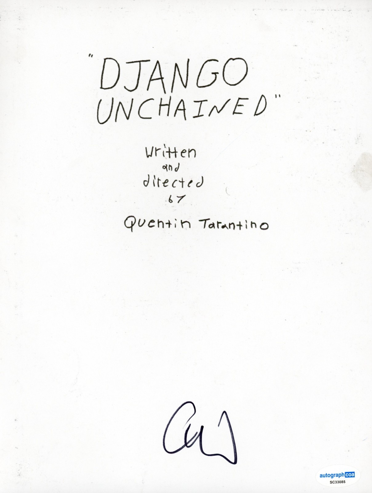 Christoph Waltz Signed Django Unchained Script Cover Page ACOA