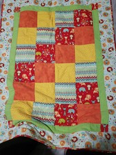 Baby Quilt, Zoo Themed, Machine Quilted, 44 In Long X 34 In Wide