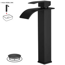 Waterfall Single Hole Single Handle Tall Bathroom Vessel Sink Faucet with Supply
