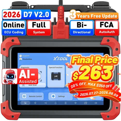 2026 XTOOL D7 V2.0 Full System Diagnostic Bi-Directional Scanner Key Programmer