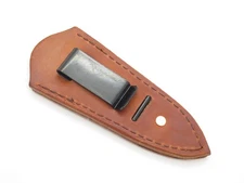 Custom USA Brown Leather Fixed 3" Blade Dagger Knife Boot Belt Clip Sheath