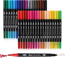 Markers for Adult Coloring Books,36 Coloring Markers for Adults Tweens,Dual Art 