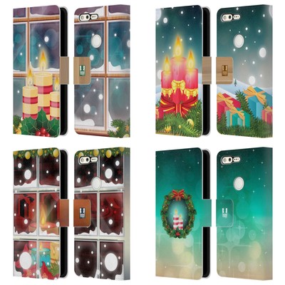 HEAD CASE DESIGNS HOLIDAY CANDLES LEATHER BOOK WALLET CASE FOR GOOGLE PHONES