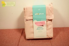 Pillowfort Twin Solid Cotton Kids' Sheet Set Pink Incomplete 