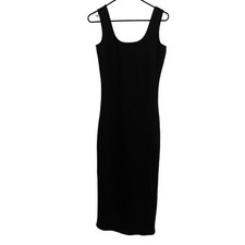 NWT HUDSON Black Sleeveless Scoop Neck Midi Sheath Dress Size XS Party Classic