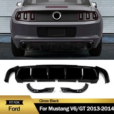 Fits 2013-14 Ford Mustang V6 Gt Rear Bumper Diffuser Lip Gloos Black W V2 Fin
