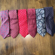 Vintage lot of 6 Geoffrey Beene Mens Neckties Ties Silk Red Blue Paisley
