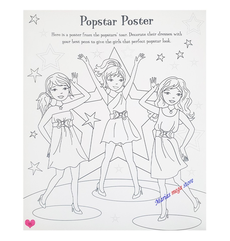 POPSTAR PRINCESS DRESS UP FUN -COLOURING STICKER ACTIVITY BOOK-OVER 50 ...