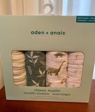 Aden Anais Essentials Swaddle Blankets Set of 4 Cotton Muslin 44 x 44 New