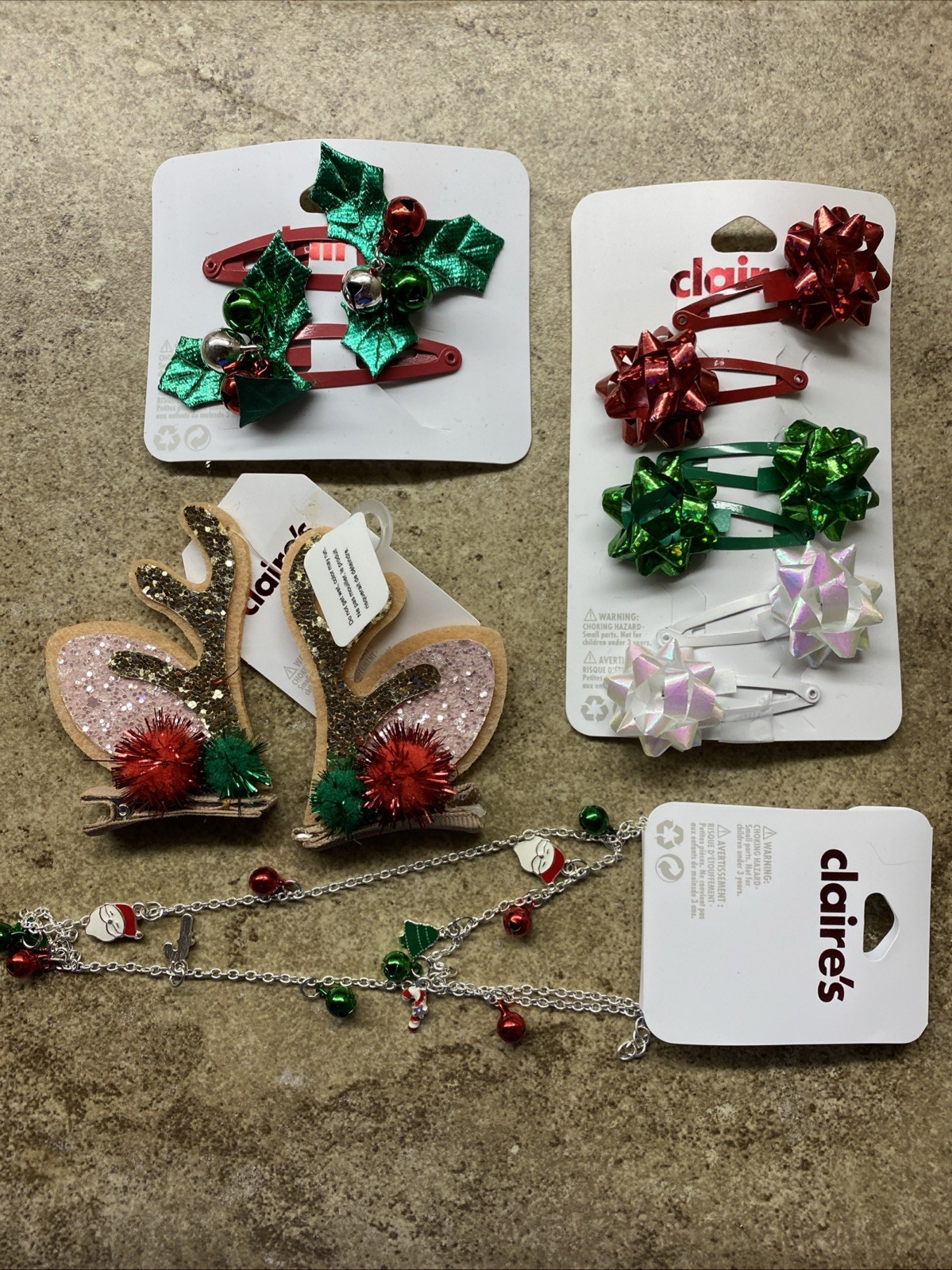 LOT OF Claire’s Christmas Earrings and Other Accessories OVER $200 RETAIL!