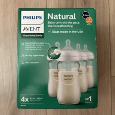 Philips Avent Natural Glass Baby Bottles 4 Pack 8oz Clear Bottles Brand New