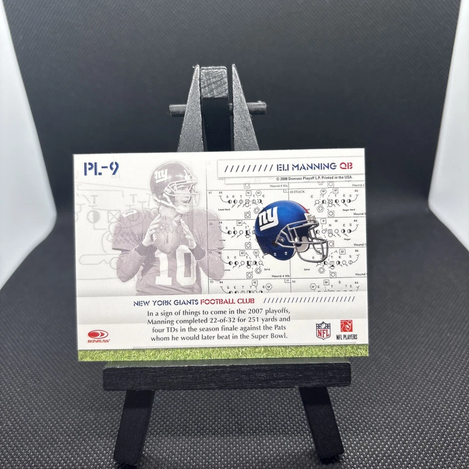 2008 Donruss Red Gridiron Gear Playbook Card of Eli Manning - Giants - Image 2 of 3