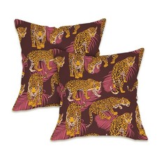 Leopard Decorative Throw Pillow Covers 18 x 18 Set of 2, Jungle Animal Cheeta...