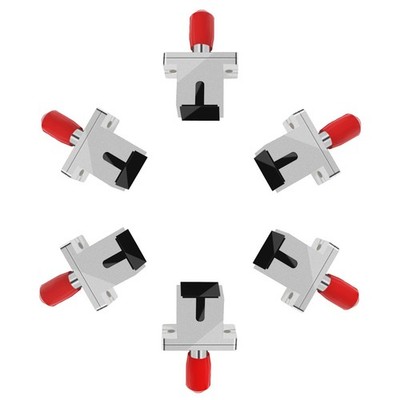SC to ST Fiber Optic Coupler with Flange 6-Pack Simplex UPC Metal Adapter