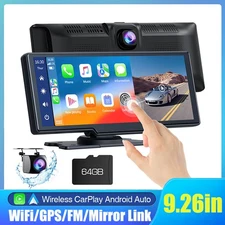 9.26" Car Stereo 2.5K 1080P Dash Cam Wireless Apple CarPlay Android Auto + 64GB