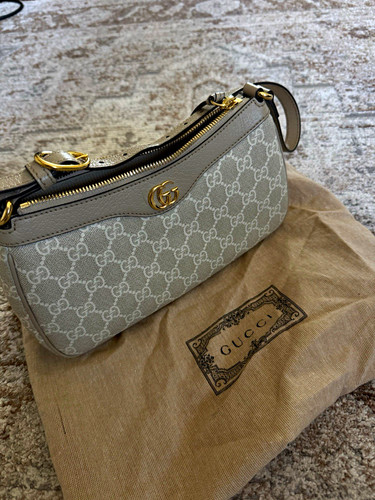 Gucci Ophidia GG Monogram Beige Canvas Shoulder Bag Zip, Dust Bag