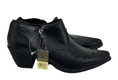 Roper Western Booties Womens 10.5  Snip Toe Embroidered Faux Leather Zip NWOB