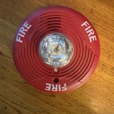 System Sensor PC2R Ceiling Mount Horn Strobe w/ Mounting Bracket TESTED & WORKS