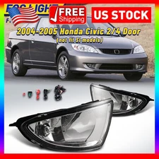Clear Lens Fog Lights For 2004-05 Honda Civic Bumper Driving Lamp w/ Wiring Set