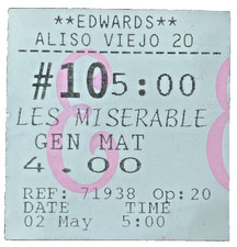 Vtg Les Miserables Movie Theater Ticket Stub Liam Neeson Opening Month 1998 Rush