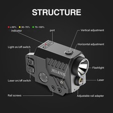 800 Lumens Pistol Light Laser Combo, Strobe Function for Green/Red/Blue Laser an