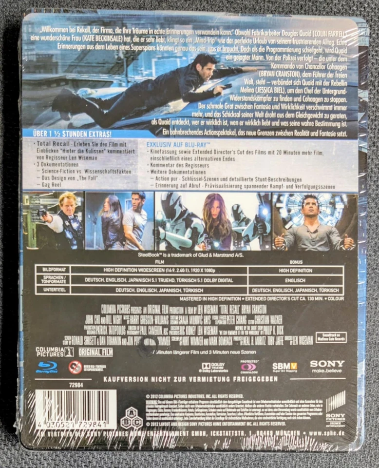 Total Recall - Exklusives 2-Disc Blu-Ray Steelbook Edition - Neu - Bild 2 von 2