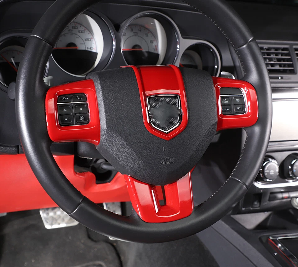 Inner Steering Wheel Cover Trim For Dodge Challenger/Charger/Dart 2009-2014 Red Foto 4 de 4