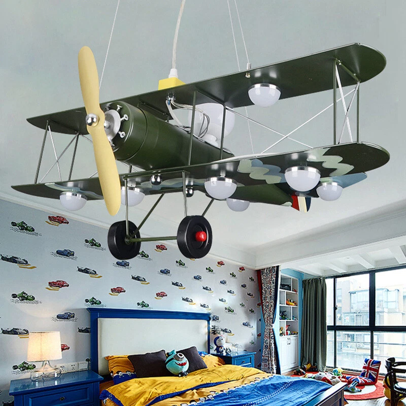 Modern Plane Pendant Light Aircraft Ceiling Lamp Children Kids Room Chandelier