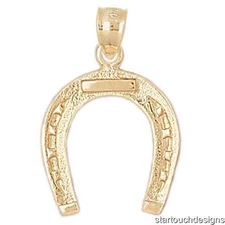 New 14k Yellow Gold Horseshoe Pendant