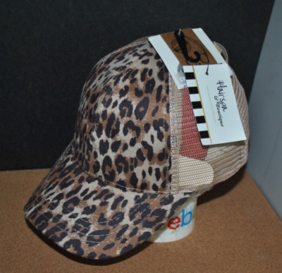 NEW CC Leopard Print w/ Mesh Back Baseball PONY Cap CRISS CROSS