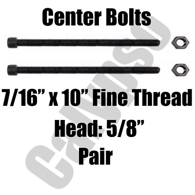 Leaf Spring Center Bolt - 7/16 x10 (PAIR) Fine Threaded Leaf Bolts with Nuts