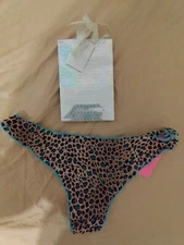 JOLIE INTIMATES BLUE THONG LEOPAR PRINT SZ 6 UNDERWEAR G-STRING WITH GIFT BAG