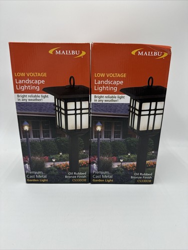 Malibu Low Volt Premium Cast Metal Garden Landscape Light Bronze New Lot Of 2