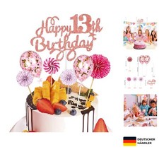 Geburtstag Tortendeko Rosa Bastelset Glitzer Ballons Papierfächer