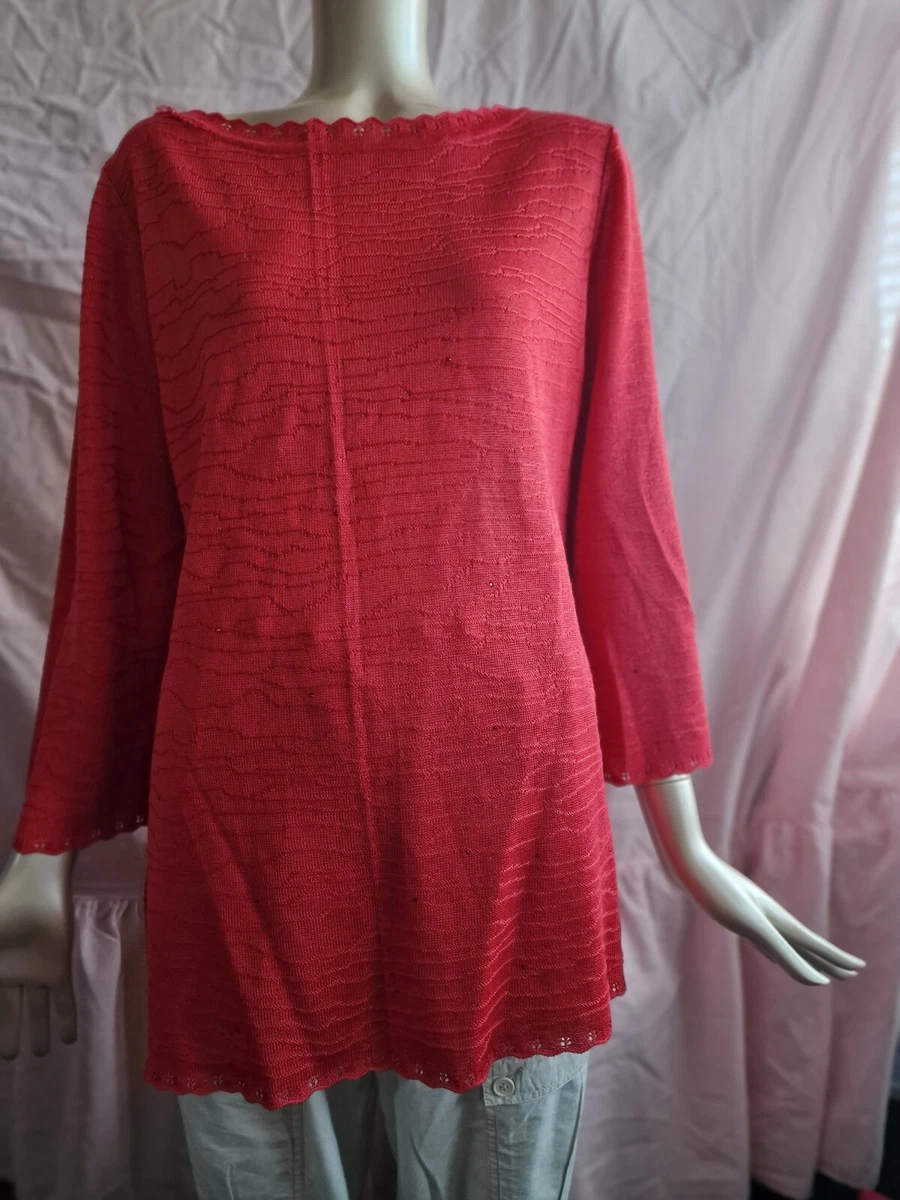 Red thin knit jumper with little gems - size XL | eBay
