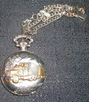 Pocket Watch Field Ranger 18-Wheeler Trucker Semi Silvertone Metal