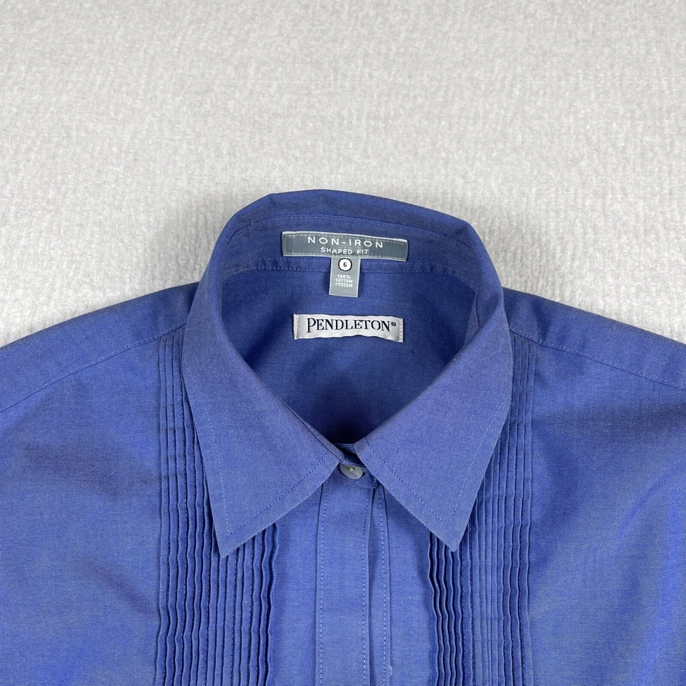 Pendleton Shirt Womens Size 6 Blue Cotton Non Iron Shaped Fit Career Workwear - Image 2 of 4