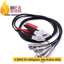 LCR Meter Test Leads, BNC Male Plug, 4-Wire Kelvin Clip with Alligator Clips